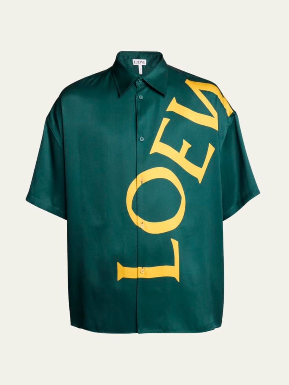 LOEWE
Men's Diagonal Logo Silk Sport Shirt